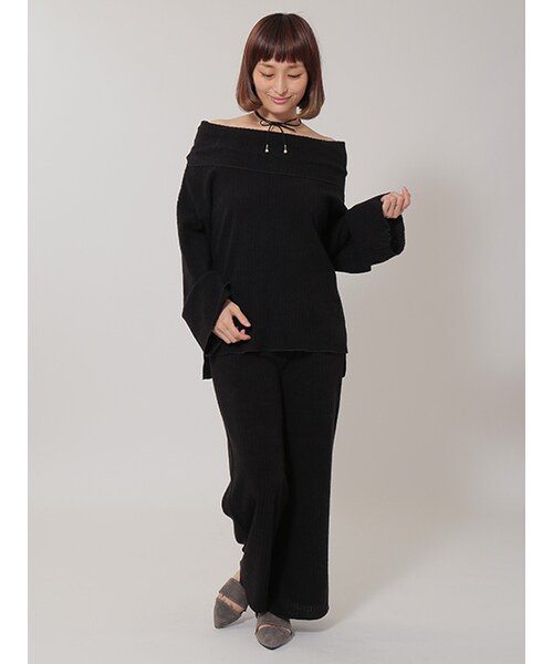 w closet（ダブルクローゼット）の「ワイドリブオフショルプルオーバー（トップス・レディース・ブラウン/エンジ/ブラック・FREE）」の11枚目の写真