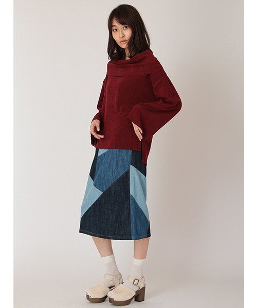 w closet（ダブルクローゼット）の「ワイドリブオフショルプルオーバー（トップス・レディース・ブラウン/エンジ/ブラック・FREE）」の10枚目の写真