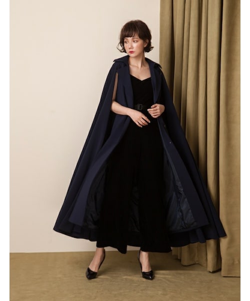 Marjorie（マージョリー）の「魔術師，兩件式披風大翻領背心長外套（ジャケット/アウター・レディース・深藍/杏・F）」の6枚目の写真