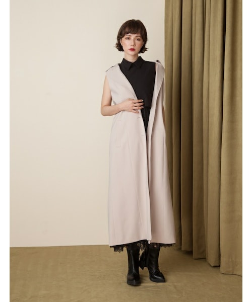 Marjorie（マージョリー）の「魔術師，兩件式披風大翻領背心長外套（ジャケット/アウター・レディース・深藍/杏・F）」の18枚目の写真