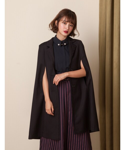 Marjorie（マージョリー）の「夜行動物，披風式特殊剪裁西裝外套（ジャケット/アウター・レディース・黑/深藍・F）」の6枚目の写真