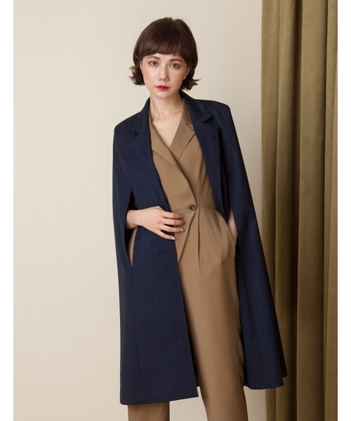 Marjorie（マージョリー）の「夜行動物，披風式特殊剪裁西裝外套（ジャケット/アウター・レディース・黑/深藍・F）」の15枚目の写真