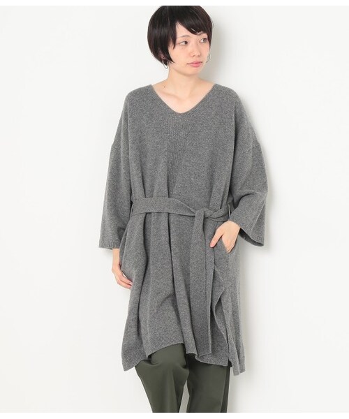 LE JUN（ルジュン）の「ラムウールV/N深スリットニットワンピース（ワンピース/ドレス・ブラック/グレー・F）」の3枚目の写真