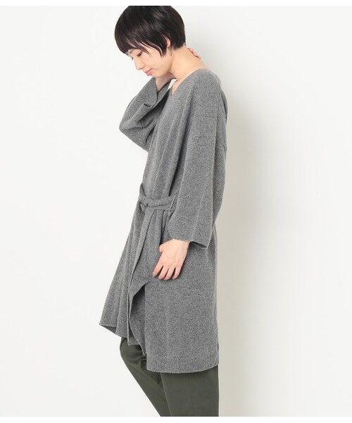 LE JUN（ルジュン）の「ラムウールV/N深スリットニットワンピース（ワンピース/ドレス・ブラック/グレー・F）」の4枚目の写真