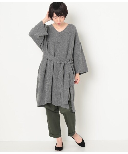 LE JUN（ルジュン）の「ラムウールV/N深スリットニットワンピース（ワンピース/ドレス・ブラック/グレー・F）」の10枚目の写真