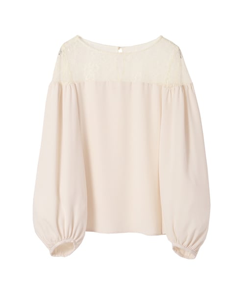 31 Sons de mode（トランテアン　ソン　ドゥ　モード）の「袖ボリュームネックレースブラウス〔冬ジャーナル#01掲載〕《予約アイテム》（トップス・レディース・ネイビー/サックスブルー/オフホワイト・36）」の2枚目の写真