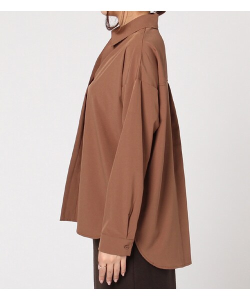 laboratory work(ラボラトリーワーク)の「ストレッチローンスキッパーシャツ(トップス・レディース・オフホワイト/ブラウン/カーキ・M)」の5枚目の写真