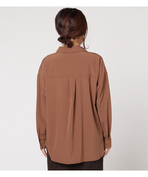 laboratory work(ラボラトリーワーク)の「ストレッチローンスキッパーシャツ(トップス・レディース・オフホワイト/ブラウン/カーキ・M)」の4枚目の写真