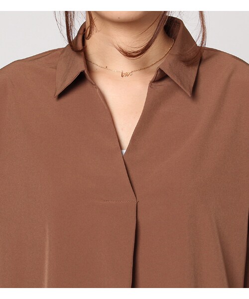 laboratory work(ラボラトリーワーク)の「ストレッチローンスキッパーシャツ(トップス・レディース・オフホワイト/ブラウン/カーキ・M)」の7枚目の写真