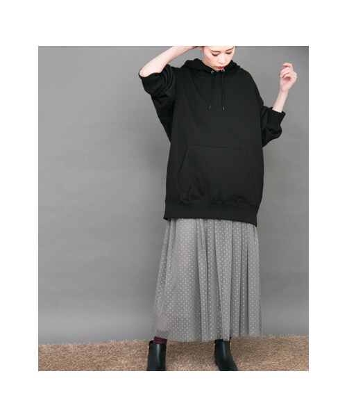 KBF（ケイビーエフ）の「【予約】チュールロングスカート（スカート・レディース・GRAY/WINE/NAVY/BLACK・one）」の13枚目の写真