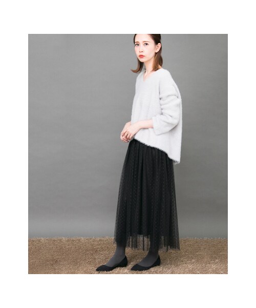 KBF（ケイビーエフ）の「【予約】チュールロングスカート（スカート・レディース・GRAY/WINE/NAVY/BLACK・one）」の7枚目の写真