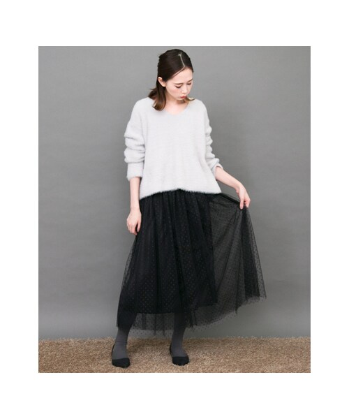 KBF（ケイビーエフ）の「【予約】チュールロングスカート（スカート・レディース・GRAY/WINE/NAVY/BLACK・one）」の8枚目の写真