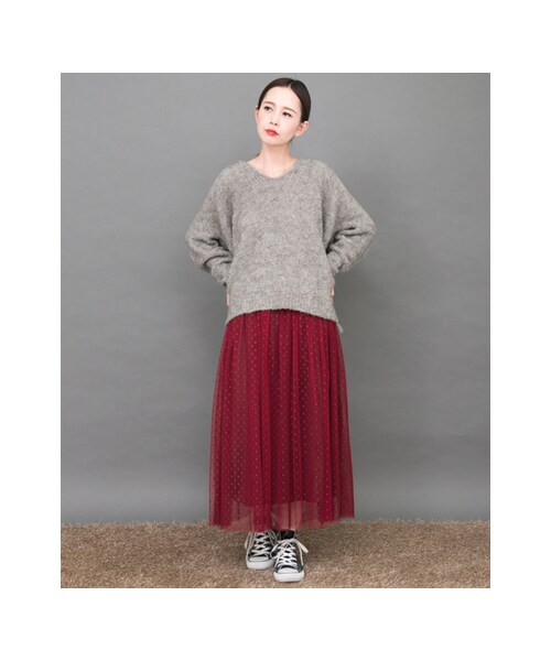 KBF（ケイビーエフ）の「【予約】チュールロングスカート（スカート・レディース・GRAY/WINE/NAVY/BLACK・one）」の11枚目の写真