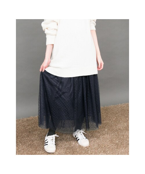 KBF（ケイビーエフ）の「【予約】チュールロングスカート（スカート・レディース・GRAY/WINE/NAVY/BLACK・one）」の15枚目の写真