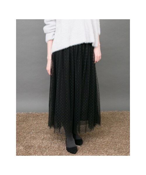 KBF（ケイビーエフ）の「【予約】チュールロングスカート（スカート・レディース・GRAY/WINE/NAVY/BLACK・one）」の5枚目の写真