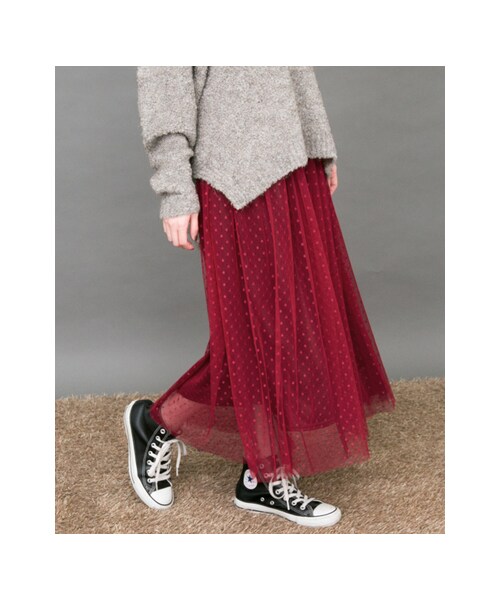 KBF（ケイビーエフ）の「【予約】チュールロングスカート（スカート・レディース・GRAY/WINE/NAVY/BLACK・one）」の9枚目の写真