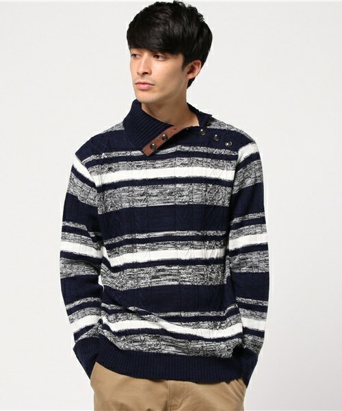 MEN'S BIGI（メンズビギ）の「2wayタートルネックニット/ケーブル（ニット/セーター・メンズ・ホワイト/グレー/ネイビー/ボルドー・S/M/L）」の3枚目の写真