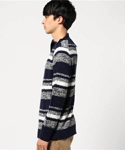 MEN'S BIGI（メンズビギ）の「2wayタートルネックニット/ケーブル（ニット/セーター・メンズ・ホワイト/グレー/ネイビー/ボルドー・S/M/L）」の5枚目の写真