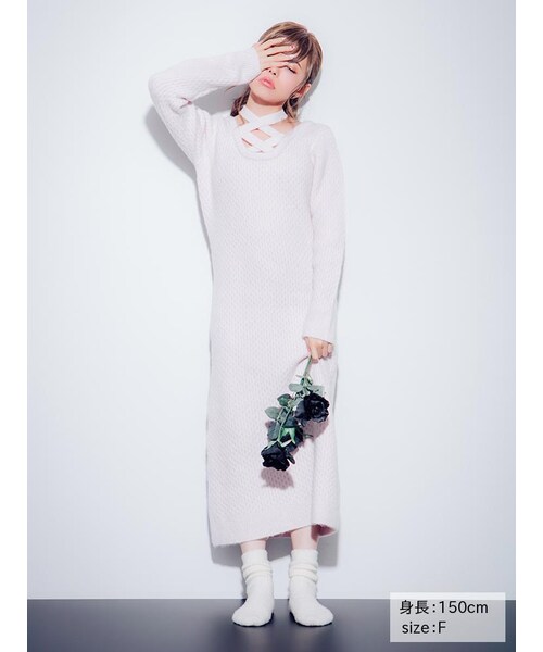 EATME（イートミー）の「2WAYクロスニットワンピース（ワンピース/ドレス・レディース・グレー/ブラック/ピンク）」の4枚目の写真