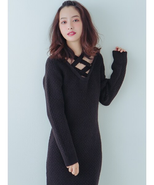 EATME（イートミー）の「2WAYクロスニットワンピース（ワンピース/ドレス・レディース・グレー/ブラック/ピンク）」の8枚目の写真