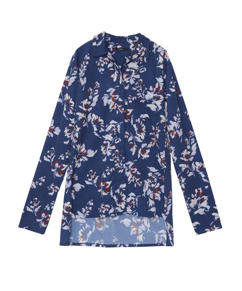 EMODA(エモダ)の「DRAW FLOWER SLITロングシャツ(トップス・レディース・ブラック/レッド/ネイビー・F)」の3枚目の写真