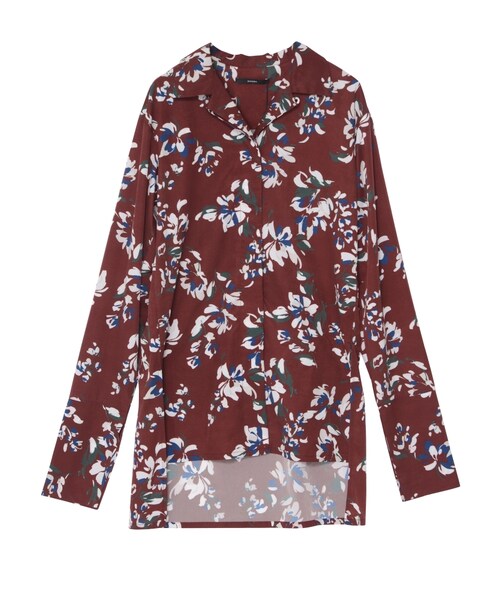 EMODA(エモダ)の「DRAW FLOWER SLITロングシャツ(トップス・レディース・ブラック/レッド/ネイビー・F)」の4枚目の写真