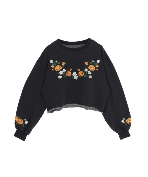 jouetie（ジュエティ）の「シシュウショートプルオーバー（トップス・レディース・オフホワイト/ブラック/ベージュ）」の2枚目の写真