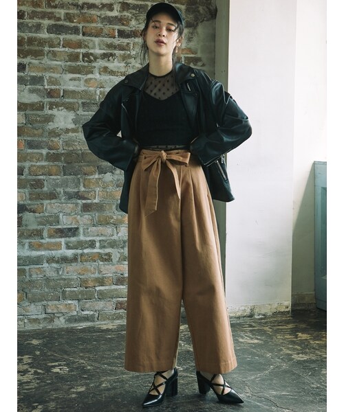 MURUA（ムルーア）の「ラップチノワイドパンツ（パンツ・レディース・カーキ/キャメル・1/2）」の3枚目の写真