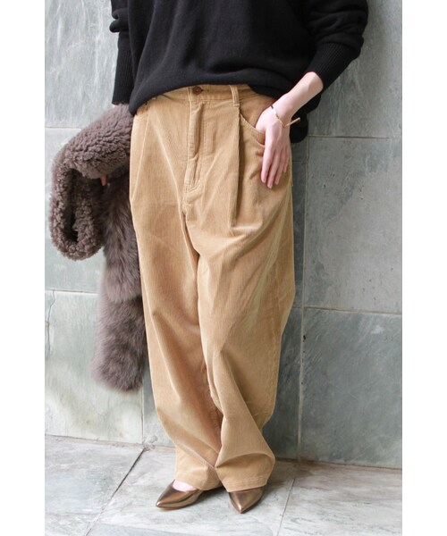 JOURNAL STANDARD（ジャーナルスタンダード）の「《予約》太コールワイドパンツ◆（パンツ・ブラック D/グレーB/ベージュ・36/38/40）」の3枚目の写真