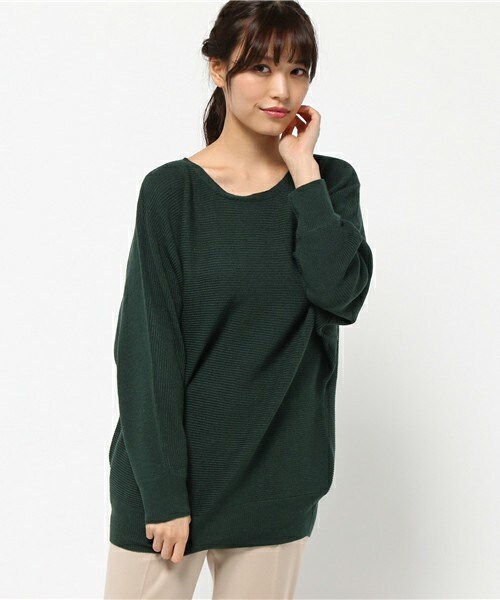 INTERPLANET WINGS(インタープラネットウィング)の「カシミアタッチ畦ドルマンP/O(ニット/セーター・レディース・オフホワイト/ブラック/グレー/ダークグレー/ベージュ/グリーン/レッド/オレンジ/ライトホワイト/サックスブルー/ピンク・FREE)」の5枚目の写真