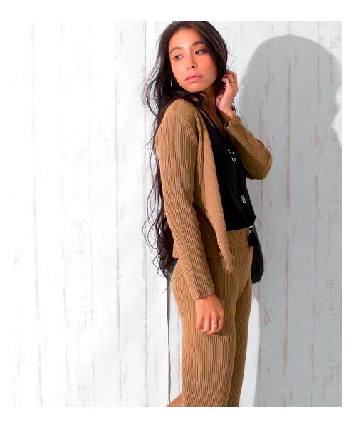 ANAP（アナップ）の「リブカーディガン+パンツSET（パンツ・レディース・ブラック/ベージュ・one size）」の8枚目の写真