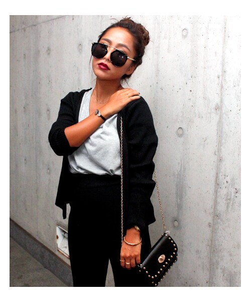 ANAP（アナップ）の「リブカーディガン+パンツSET（パンツ・レディース・ブラック/ベージュ・one size）」の4枚目の写真