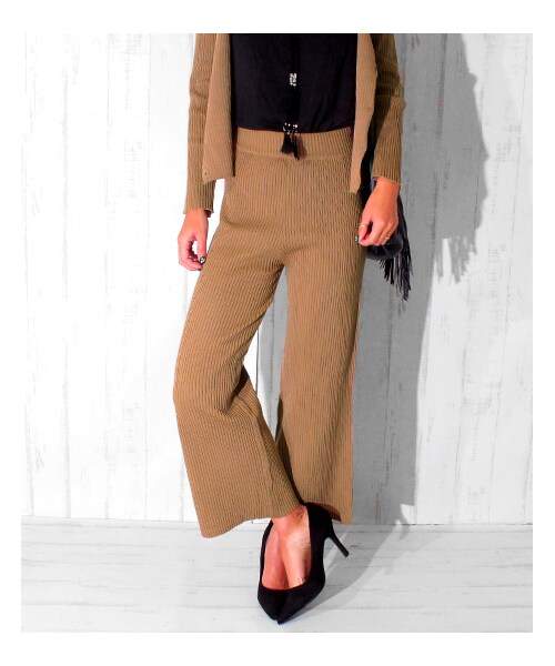 ANAP（アナップ）の「リブカーディガン+パンツSET（パンツ・レディース・ブラック/ベージュ・one size）」の9枚目の写真