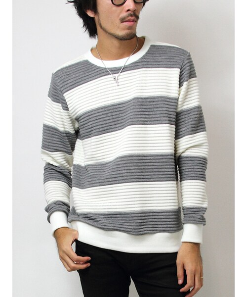 JACKROSE（ジャックローズ）の「×Luv maison リップルボーダーUニット（トップス・メンズ・ブラック/グレー・M/L）」の10枚目の写真