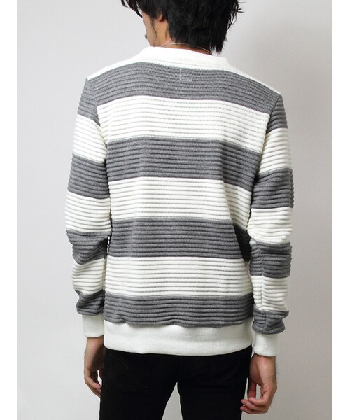 JACKROSE（ジャックローズ）の「×Luv maison リップルボーダーUニット（トップス・メンズ・ブラック/グレー・M/L）」の11枚目の写真