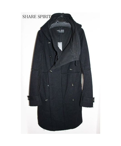 Share spirit シェアースピリット コットン黒 ジャケットコート Share spirit シェアースピリット コットン黒 ジャケットコート