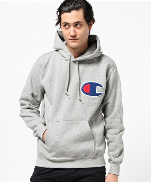 Champion 犬イラスト XL グレー パーカー 1ea37597028c6e84b3af31907d046b
