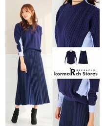 KORMARCH | ケーブルシャツニットスカートセット(つなぎ/オールインワン)