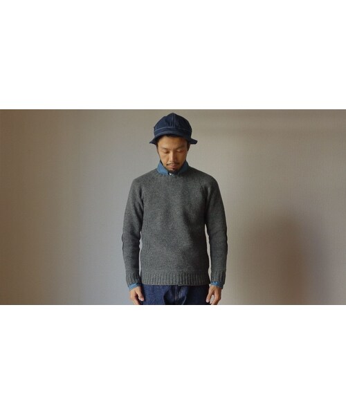 STORES.jp（ストアーズドットジェーピー）の「【完売御礼】SOGLIA  LANDNOAH SWEATER GRY ソリア ラドナーエルボーパッチ ラグラン クルーセーター グレー（ニット/セーター・メンズ・その他）」の2枚目の写真