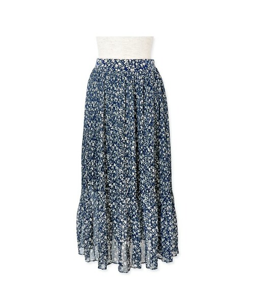 flower（フラワー）の「botanic pleats skirt ～ﾎﾞﾀﾆｯｸﾌﾟﾘｰﾂｽｶｰﾄ（スカート・レディース・red/navy・FREE）」の2枚目の写真