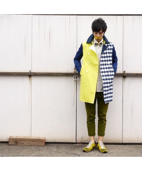 NIRAME.CO(ニラメッコ)の「気まぐれロングピーコート ネイビーチェック(ピーコート・メンズ・その他)」の1枚目の写真