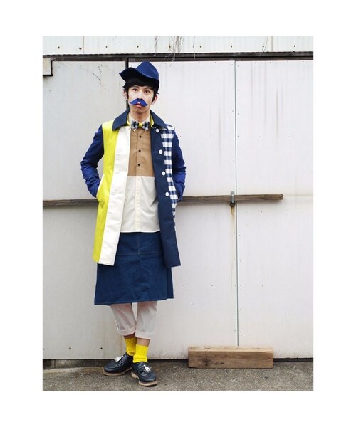 NIRAME.CO(ニラメッコ)の「気まぐれロングピーコート ネイビーチェック(ピーコート・メンズ・その他)」の2枚目の写真