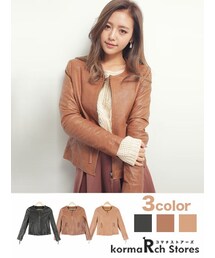 KORMARCH | ベーシックノーカラーレザージャケット(ノーカラージャケット)