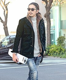 RATTLE TRAP | 【雑誌Safari（サファリ）12月号掲載】ストレッチサテンM-65（ファーライナー付き、3WAY）(ミリタリージャケット)