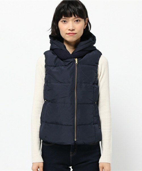 actuel(アクチュエル)の「異素材ダウンベスト(ダウンベスト・レディース・チャコールグレー/ネイビー・FREE)」の3枚目の写真