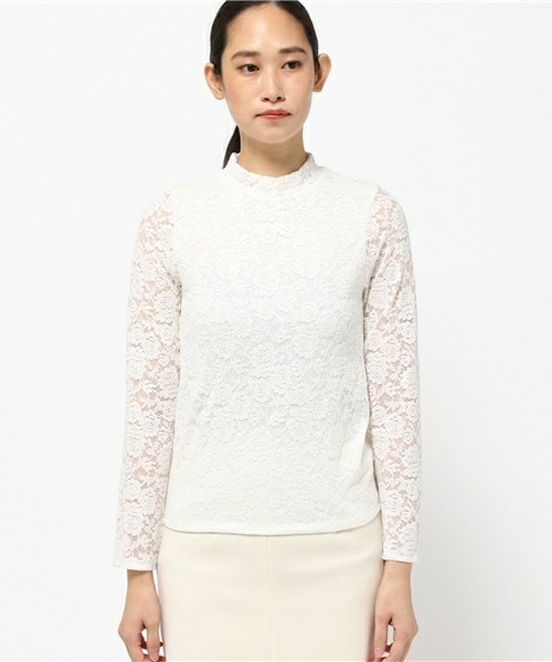archives（アルシーヴ）の「総レースハイネックプルオーバー（Tシャツ/カットソー・レディース・オフホワイト/ブラック/ブラウン・MEDIUM）」の4枚目の写真