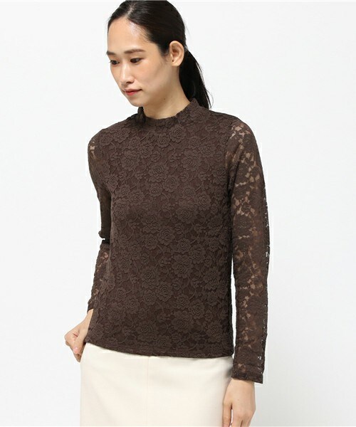 archives（アルシーヴ）の「総レースハイネックプルオーバー（Tシャツ/カットソー・レディース・オフホワイト/ブラック/ブラウン・MEDIUM）」の3枚目の写真