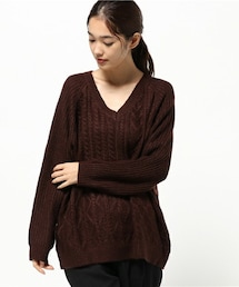 archives | 異編み地Vネックプルオーバー(ニット/セーター)