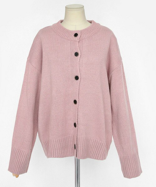 DHOLIC（ディーホリック）の「ラウンドネックアクリルニットカーディガン（カーディガン/ボレロ・レディース・ブラウン/ネイビー/ピンク/ベージュ/ワイン・FREE）」の4枚目の写真