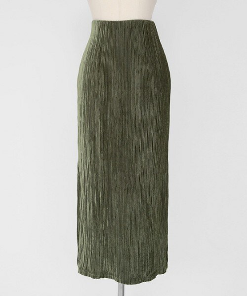 DHOLIC(ディーホリック)の「サイドスリットベロアスカート(スカート・レディース・アイボリー/カーキ/ブラック/ディープグレー・FREE)」の4枚目の写真